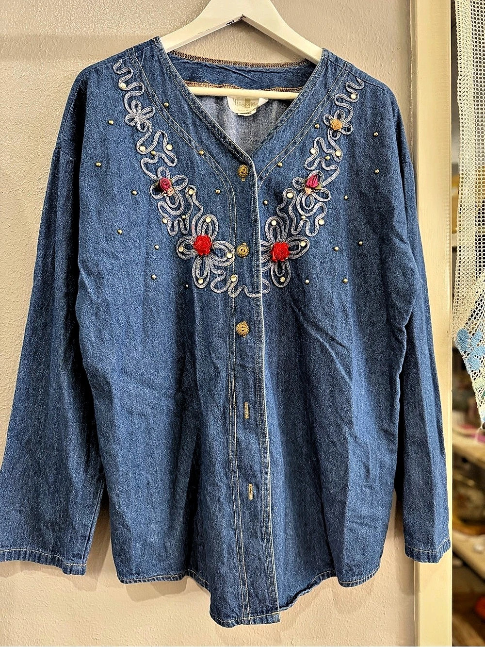Miss & Mrs Embroidered Denim Tunic in Blue Like New